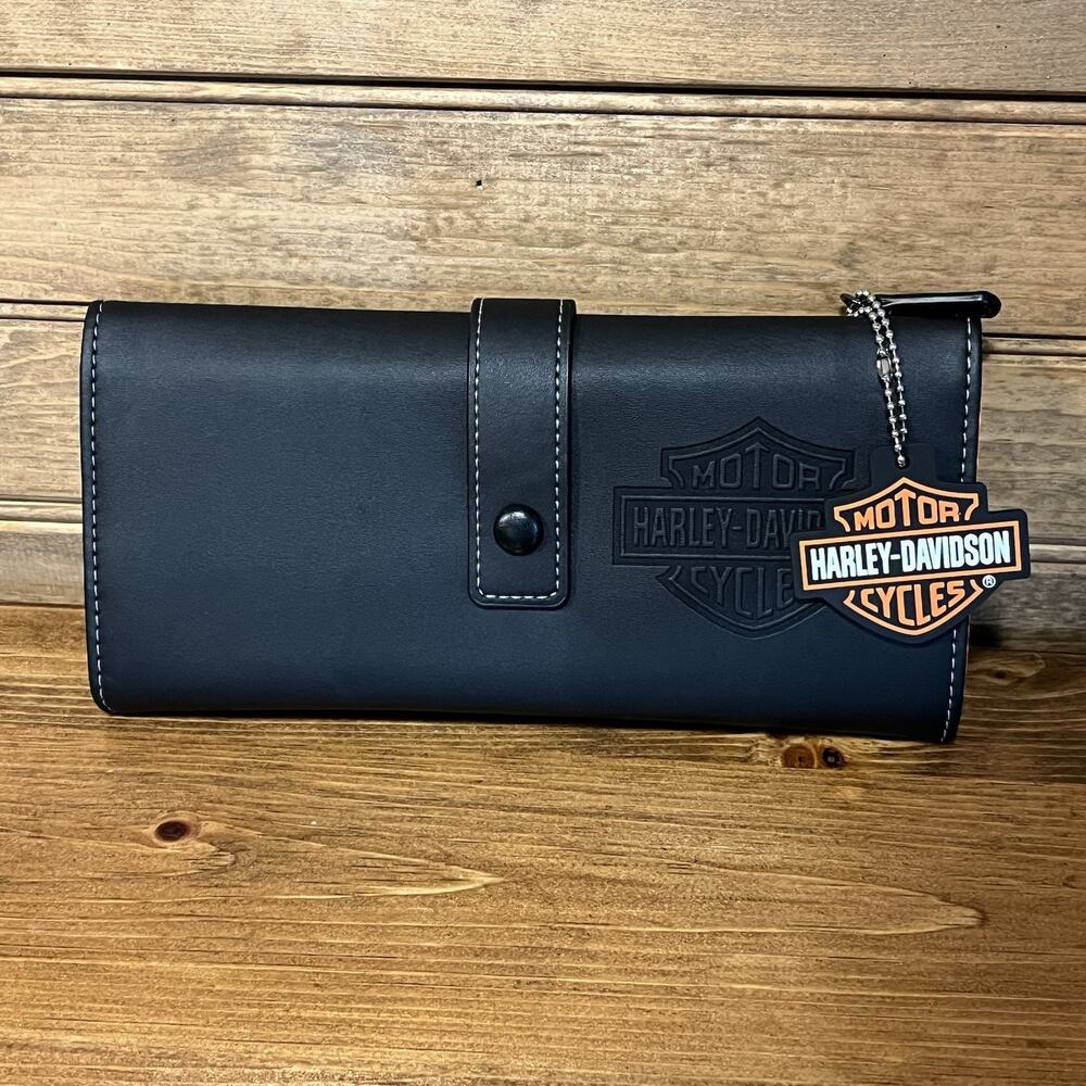 Harley-Davidson Black Trifold Leather Wallet